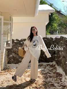 【加绒碎花裤】大码秋冬新款韩版宽松显瘦休闲裤显瘦阔腿裤胖MM