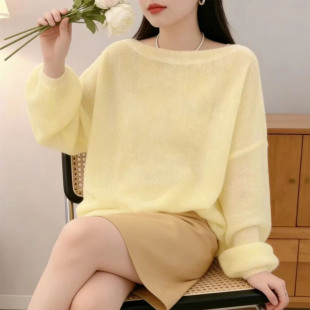 嫩黄色圆领镂空针织衫女装2026春款上新软糯百搭上衣慵懒宽松穿搭