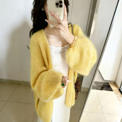 2026春款上新柠檬黄针织开衫女装