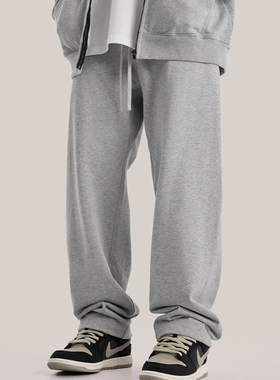 400G重磅FOG色美式运动卫裤男秋冬加绒宽松灰色直筒街舞休闲长裤