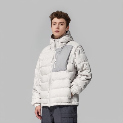 UNF 防泼水无胆轻便连帽90排骨羽绒服25秋冬新品可收纳羽绒外套男