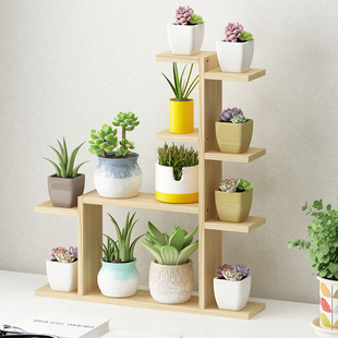 飘窗台实木多肉花架子多层室内客厅桌面小花架阳台花盆架置物装饰
