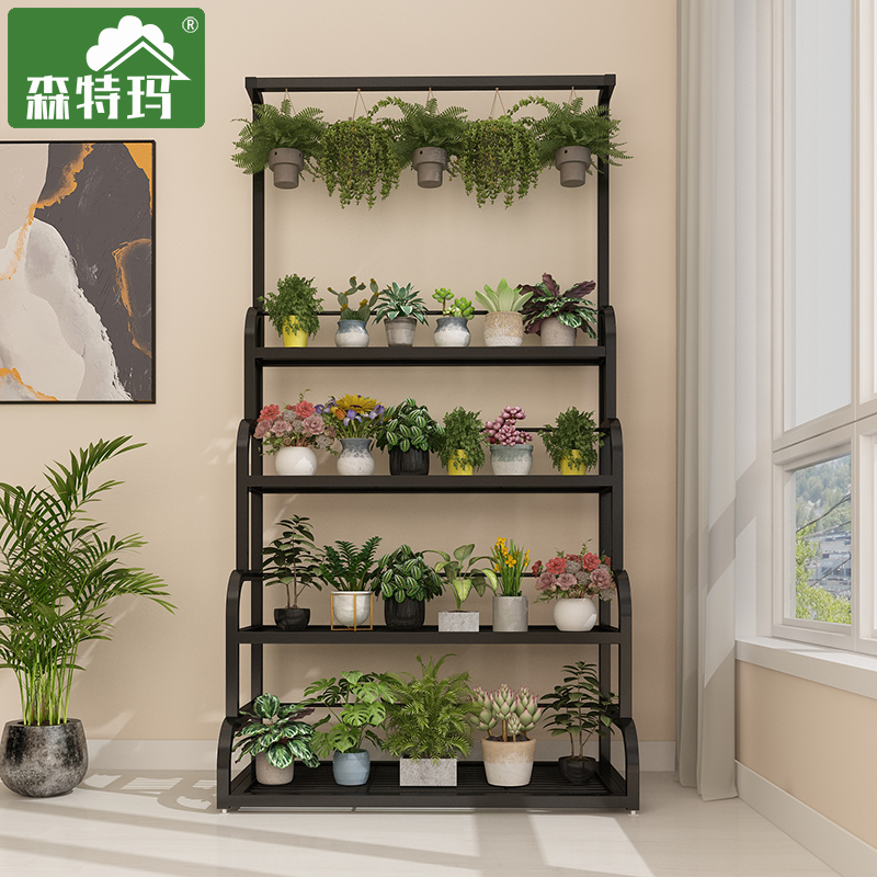 铁艺吊兰花架子多层室内阳台置物多肉绿萝悬挂盆栽架客厅落地欧式