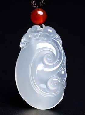 天然冰种玉髓吊坠女款如意玉坠挂件女士项链玉佩送女友带证书大号