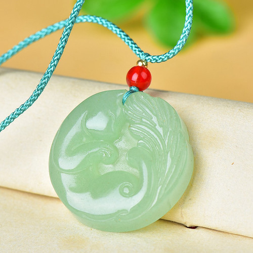 绿东陵玉九尾狐狸吊坠玉挂件玉佩