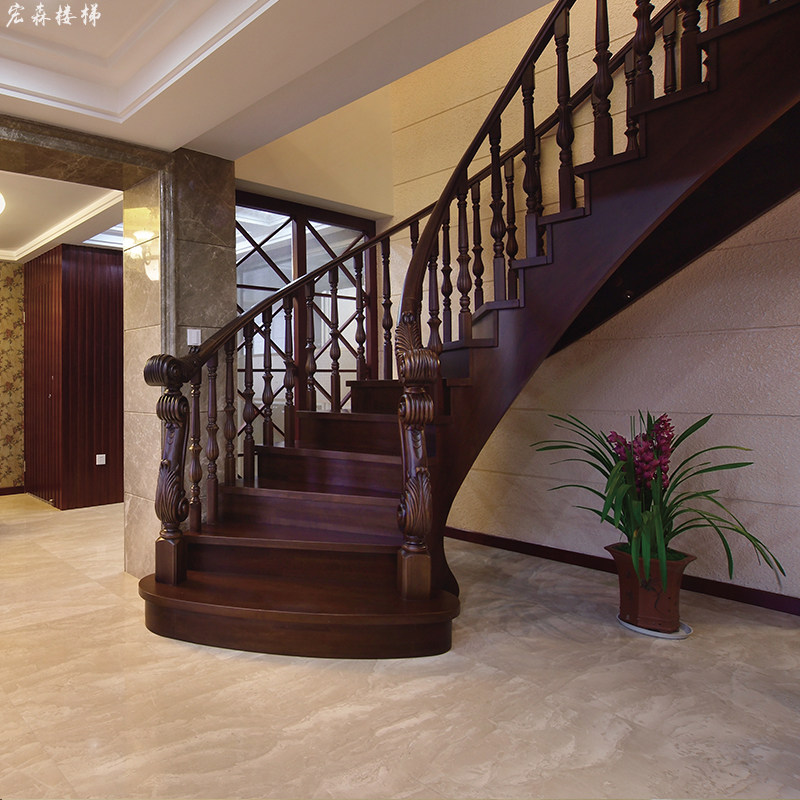 別墅實木樓梯歐式扶手紅橡木立柱踏步板複式實木樓梯踏步訂制樓梯在類目 全屋定製, 樓梯, 整體樓梯中 - 來自Buy2taobao.com提供專業的淘寶代購服務