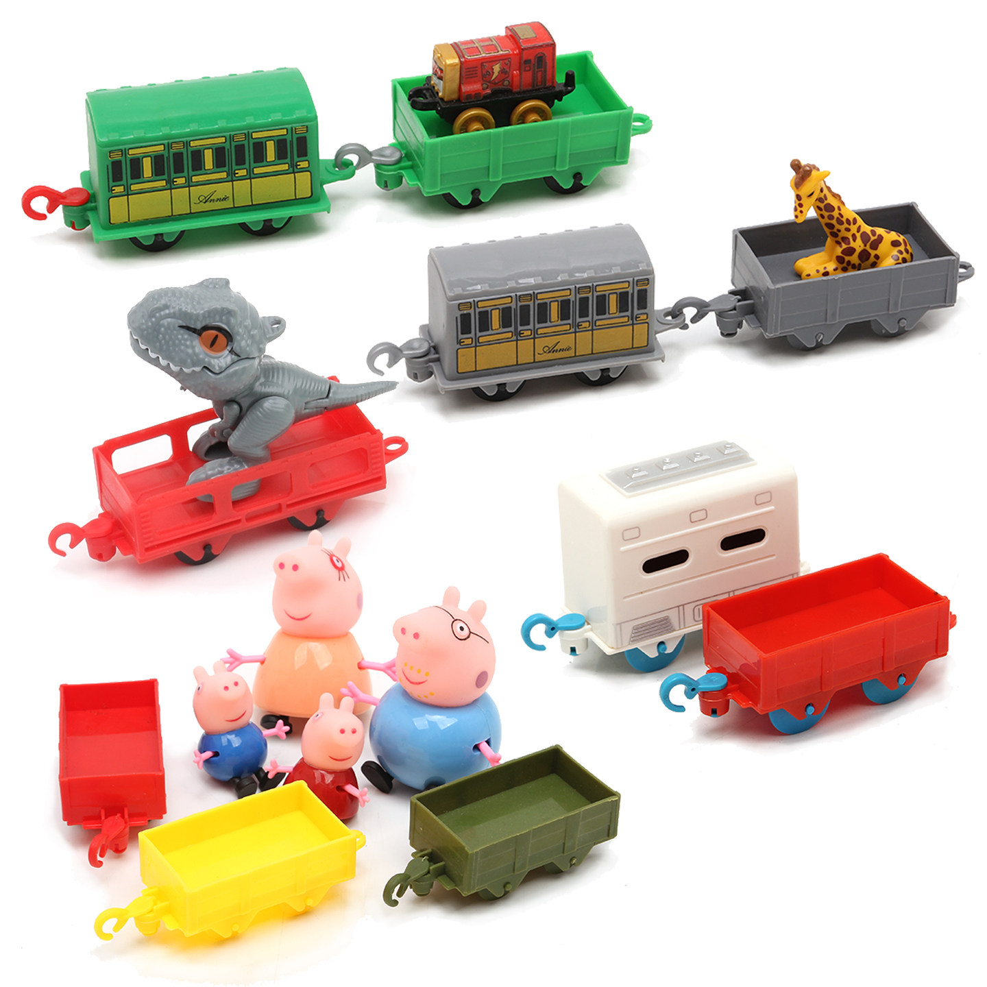 儿童轨道电动小火车玩具配件DIY车厢电动火车头挂钩车厢磁力车厢