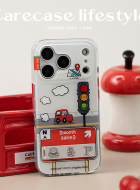 CARECASE 开车小狗自带支架手机壳 适用于苹果iPhone 17 16 15 14 Pro Max Air 创意便携 简约卡通可爱