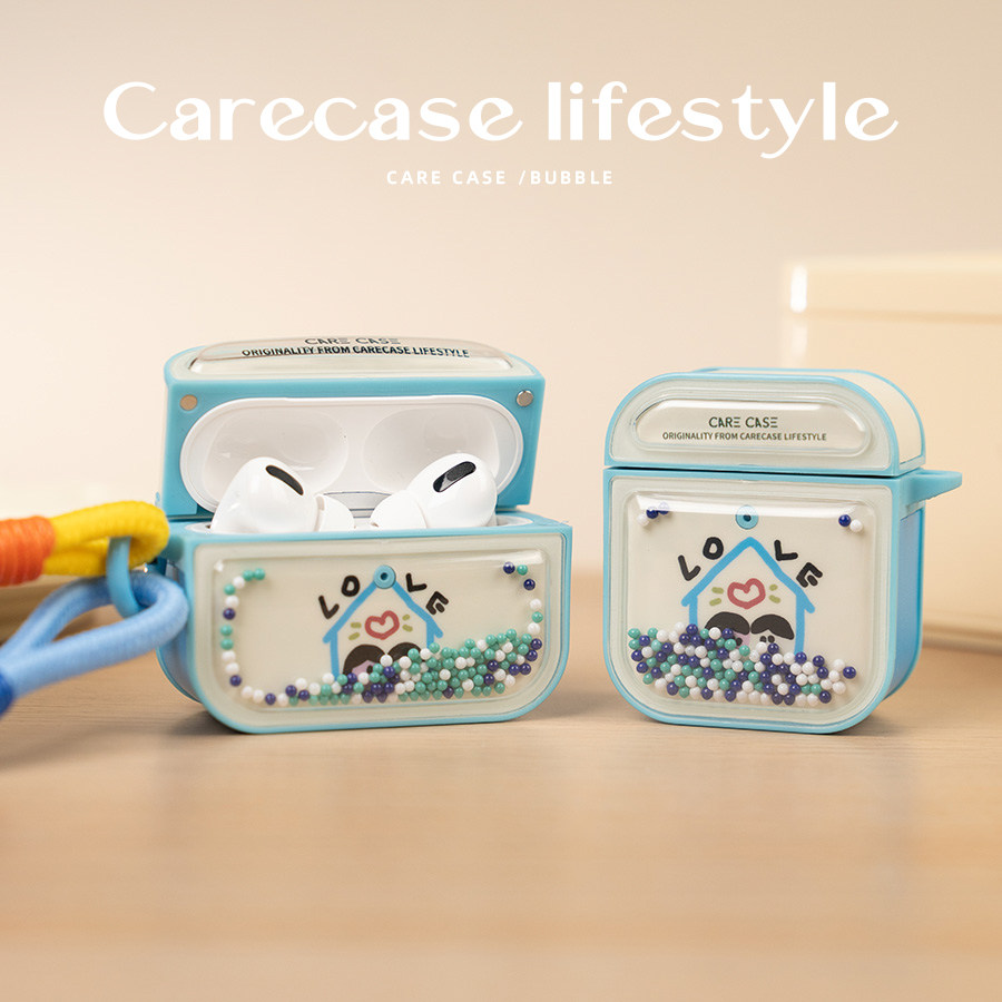 CARECASE 蓝色线条画泡泡珠AirPods Pro耳机壳保护套 可摇晃解压ins 原创设计 适用于苹果无线一二三代磁吸图片