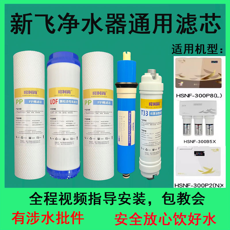 适用新飞净水器滤芯HSNF-300P8L/300B5X/300P2NX全套PP棉RO膜T33