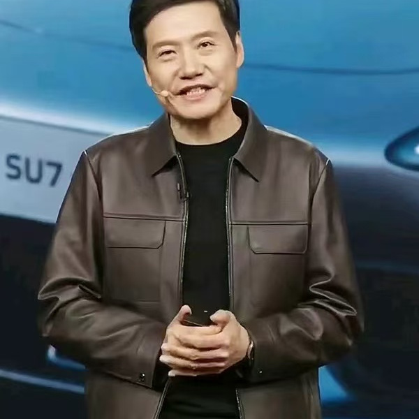 雷总穿搭雷军发布会同款夹克海宁真皮皮衣头层牛皮春秋翻领商务男