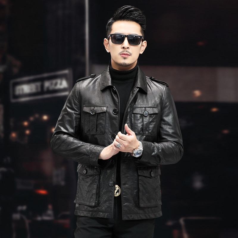 猎装皮衣工装皮衣男士