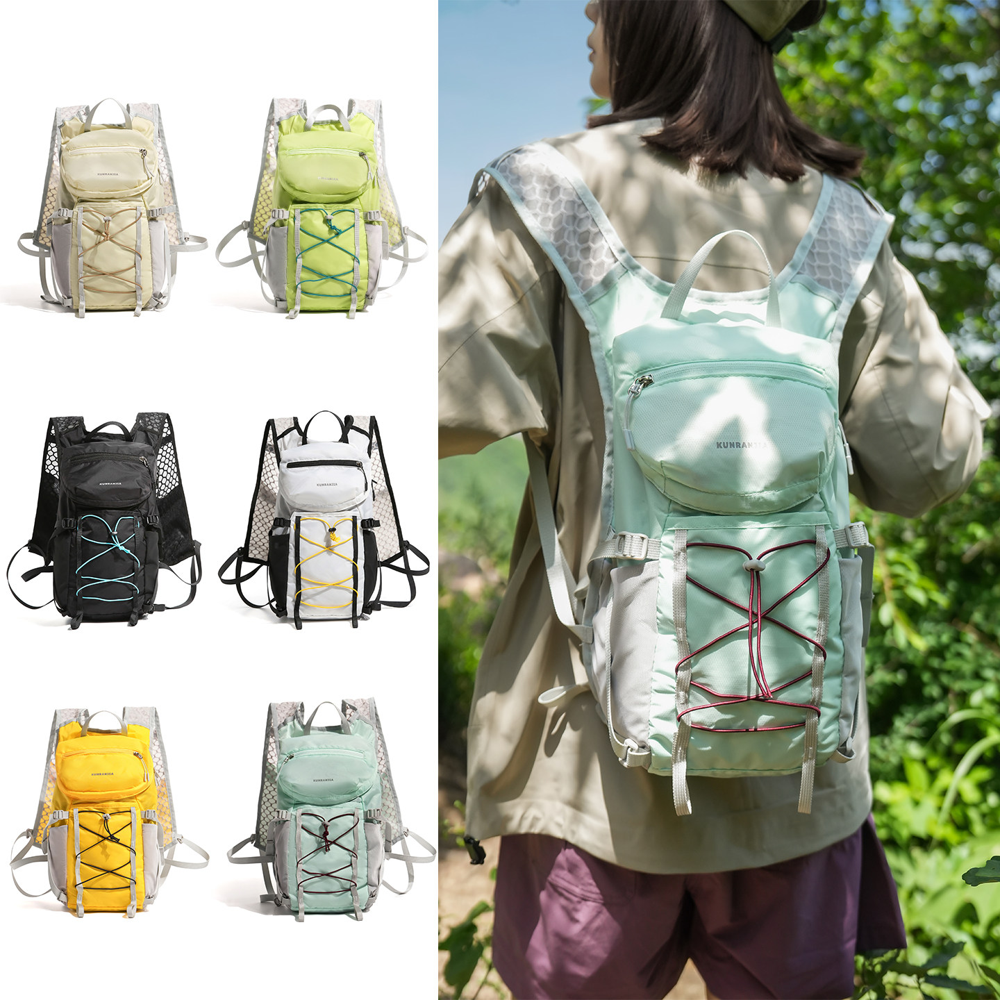 户外多功能轻量双肩包徒步旅行山系背包骑行水袋包女爬山马甲包