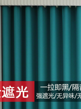 黑色全遮光窗帘卧室2026新款阳台飘窗强隔热防晒挂钩式暗室遮阳布