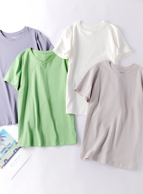 OTEX基础款环保有机棉圆领短袖休闲T恤男女款情侣装直筒柔软舒适