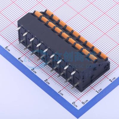 5只起 弹簧式接线端子 KFM736H-5.0-2*9P 插件P=5mm 2x9P 18P 原