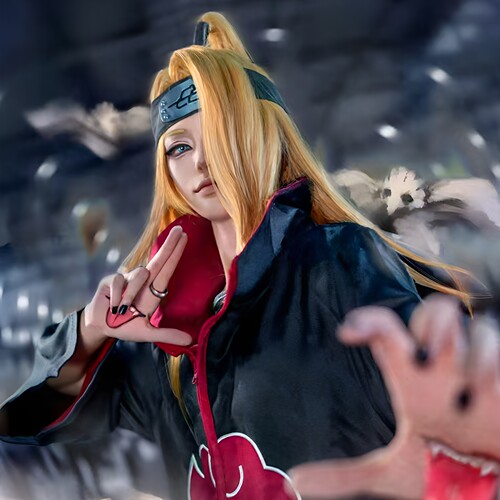 迪达拉cos服晓组织衣服 火影红云袍立领披风假发里衣裤子全套服装