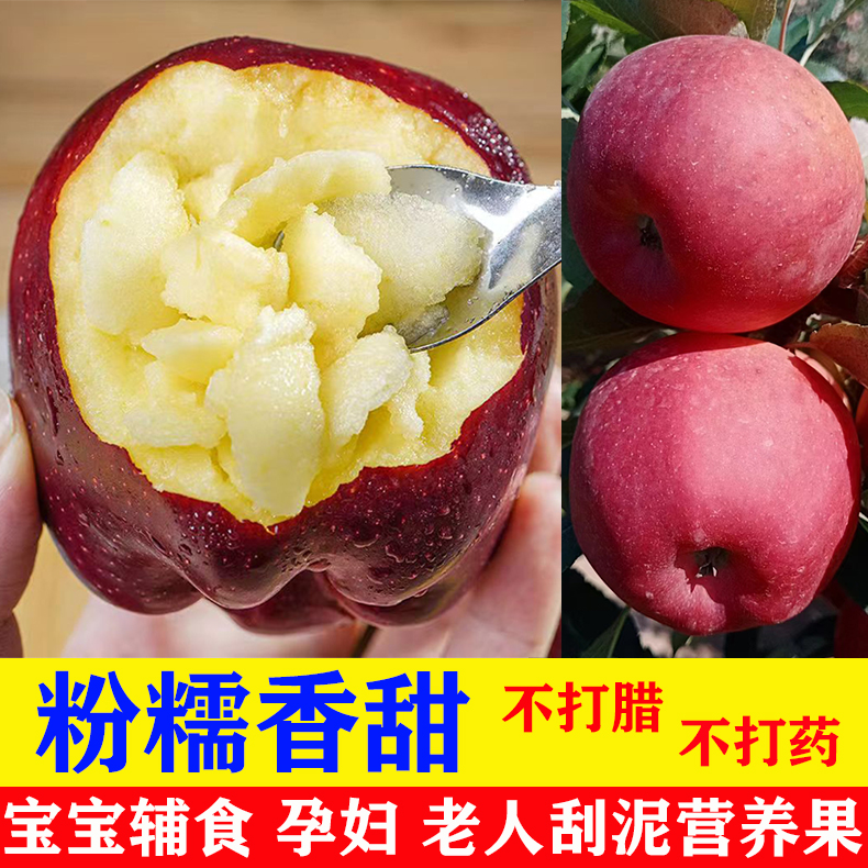 正宗甘肃会宁花牛苹果新鲜应季时令水果糖心粉嫩新红星苹果不打腊