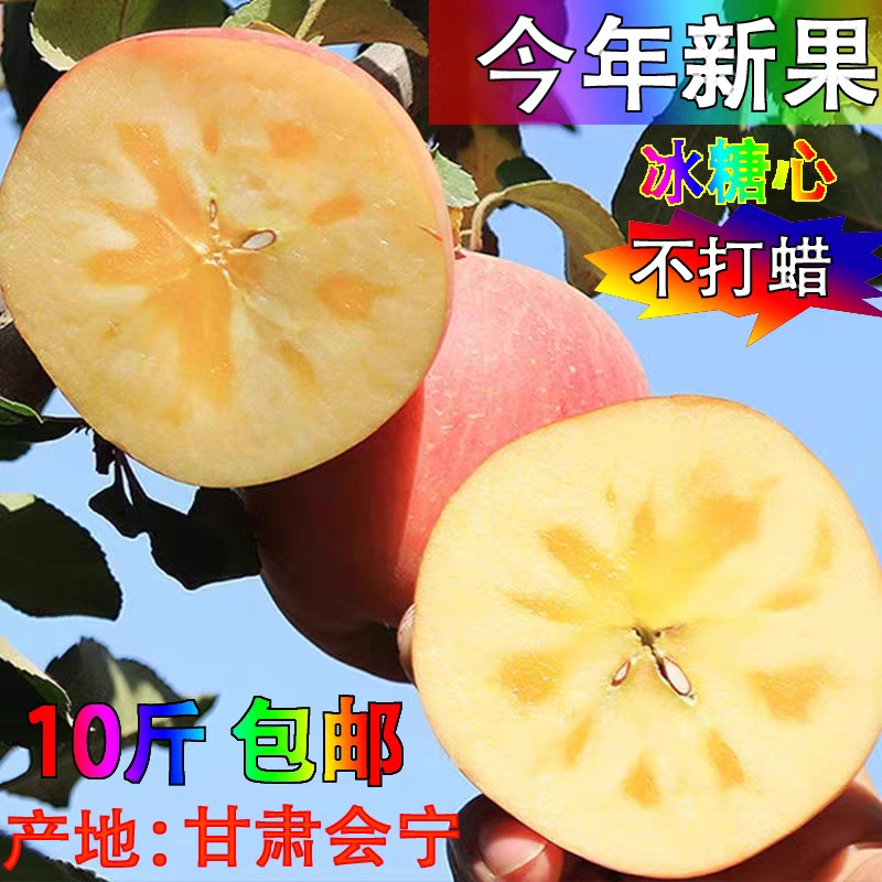 甘肃会宁脆甜沙地冰糖心红富士苹果应季时令新鲜水果冰糖心丑苹果