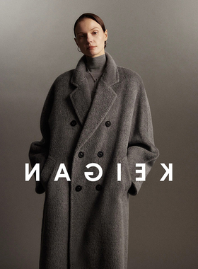 M家101801秘鲁1OOALPACA羊驼苏力羊绒大衣女皮草感灰色羊毛外套