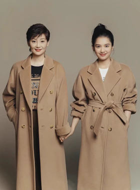 M家101801意大利进口双面羊绒大衣女中长款经典驼色原厂呢子外套