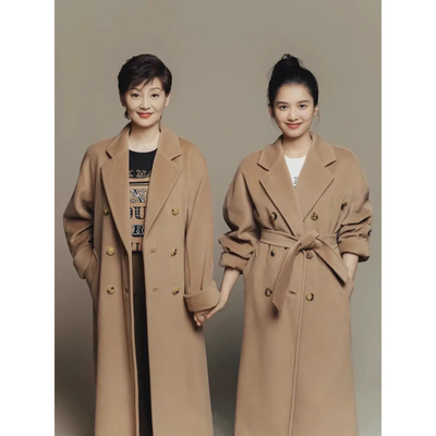 M家101801意大利进口双面羊绒大衣女中长款经典驼色原厂呢子外套