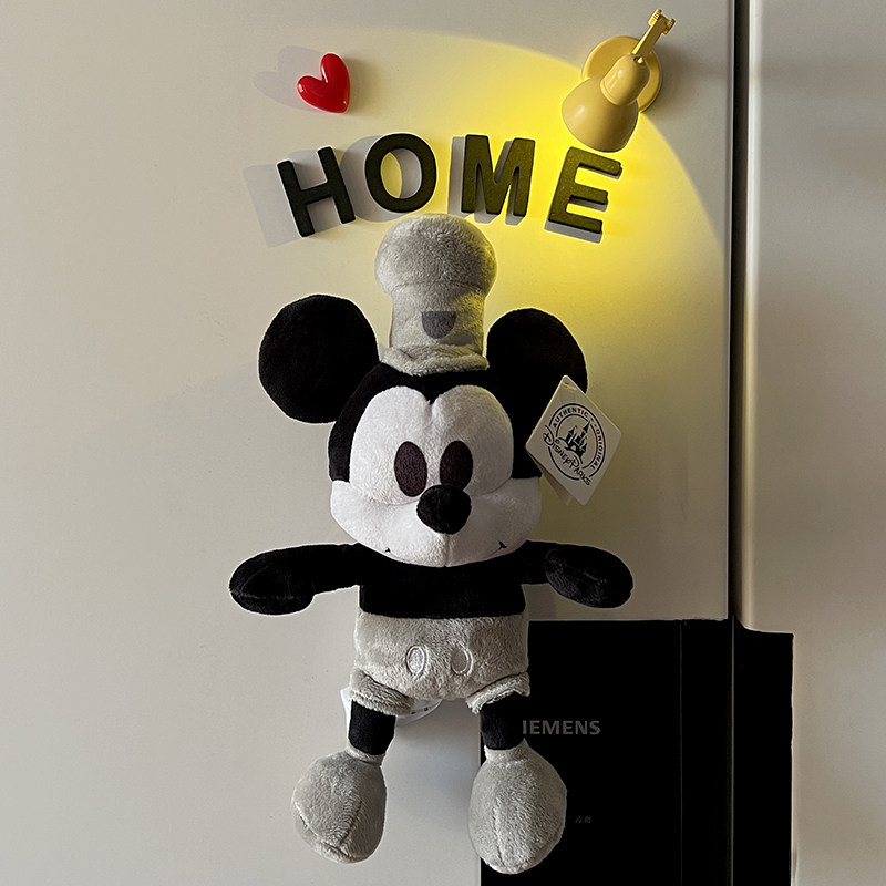 可爱卡通磁吸厨师帽黑白米奇冰箱贴装饰冰箱门创意洞洞板毛绒挂件