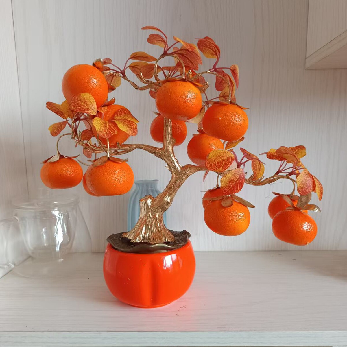 新年装饰品仿真柿子果树摆设花束家居摆件发财果乔迁新居礼品福桶,鲜花速递/花卉仿真/绿植园艺,仿真绿植,淘宝优惠券,粉丝福利购,淘宝优惠卷