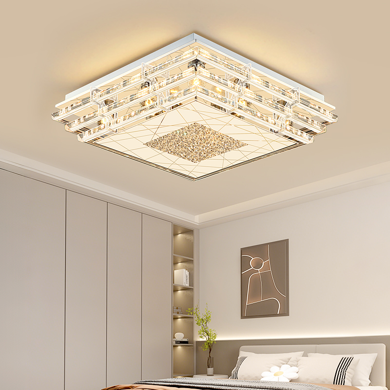 客厅主灯2025新款水晶吸顶灯现代简约大气主卧室吊灯具大全屋中山