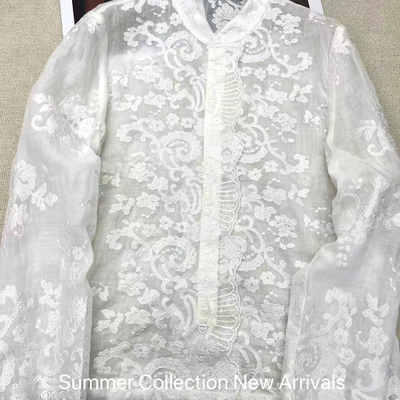 瑞瑞夏上新高级重工天丝亚麻绣花衬衫YS-3695