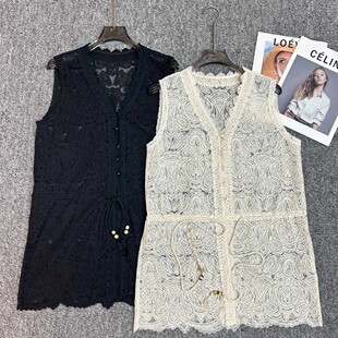 YS281 配腰绳 G416 勾花两色蕾丝小衫 瑞瑞店2026夏上新时尚