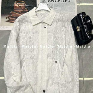 瑞瑞小众设计夏上新设计感镂空刺绣设宽松翻领外套短外套J785