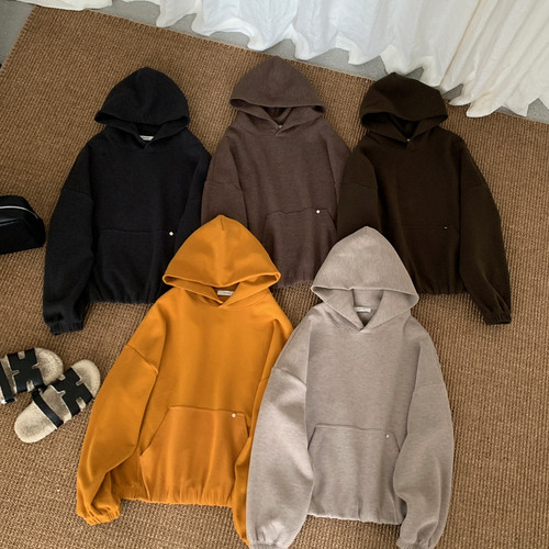 冬上新慵懒风宽松连帽纯色卫衣1670