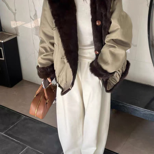 瑞瑞小众设计派克服两面穿皮草外套皮草 DXJTZ2504 含100兔毛