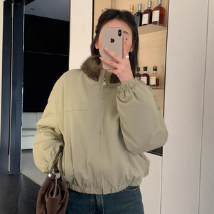 瑞瑞小众设计皮草保暖羽绒服外套 DXJJD2502 不可拆卸水貂毛领