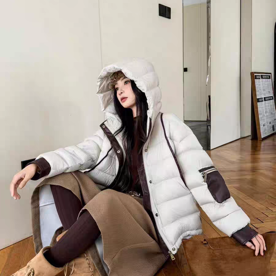 瑞瑞冬季新款简约宽松排骨油蜡皮连帽保暖羽绒服外套d1441,女装/女士精品,羽绒服,淘宝优惠券,粉丝福利购,淘宝优惠卷