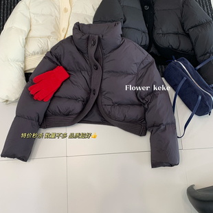 瑞瑞设计款 针织拼接保暖羽绒服外套zb1435 韩系高级感小众短款