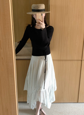 瑞设计不规则裙摆设计波点裙半身裙(半松紧腰包容性好～)PS68124