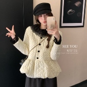 瑞瑞设计最爱减龄韩系小清新间棉波点花苞短款 保暖棉服Y026