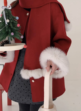 瑞家羊毛外套(配围巾,可拆卸毛袖,可拆卸毛球)（含100羊毛）68819