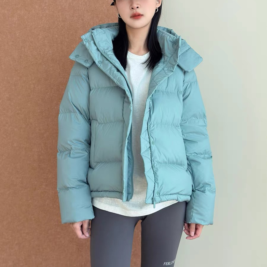 瑞瑞小众设计帽暗门襟宽松保暖羽绒服外套(配可拆卸帽子)336