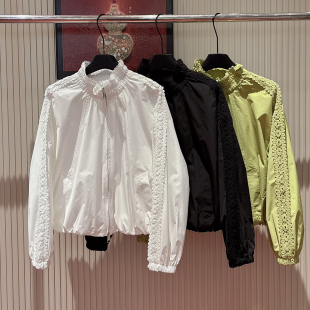 内搭 瑞瑞春款 不含下装 拉链设计短外套 w750 轻奢优雅气质蕾丝袖