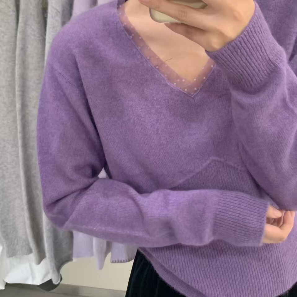 瑞瑞蕾丝v领长袖女秋冬气质短款打底内搭低领上衣针织衫1132,女装/女士精品,毛针织衫,淘宝优惠券,粉丝福利购,淘宝优惠卷