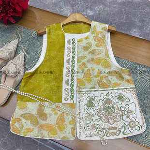 t1012 没有配件 瑞瑞设计极简大牌老钱新中式 人丝琉璃锦重工马甲