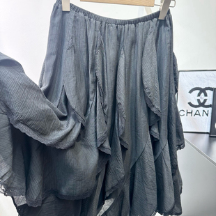 瑞瑞年夏上新不规则荷叶蕾丝花边松紧高腰仙女半裙半身裙YS2 A54