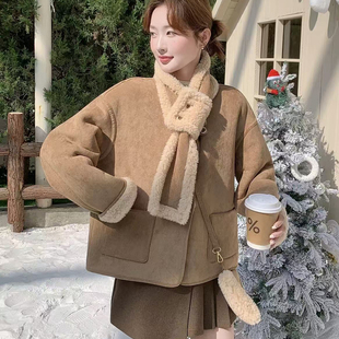 n6512 含100羊毛 瑞瑞毛外套 配可拆卸羊毛围巾可拆卸羊毛包包