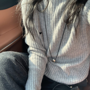 M60 含100绵羊毛 5691 口毛衣毛衣 瑞瑞小众设计领坑条荷叶边袖