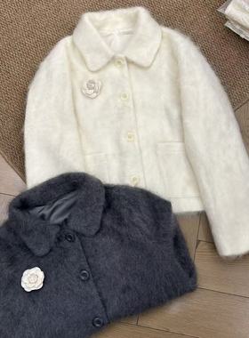 瑞瑞店法式气质百搭时尚羊毛外套(配胸针)（含94.9绵羊毛）37372