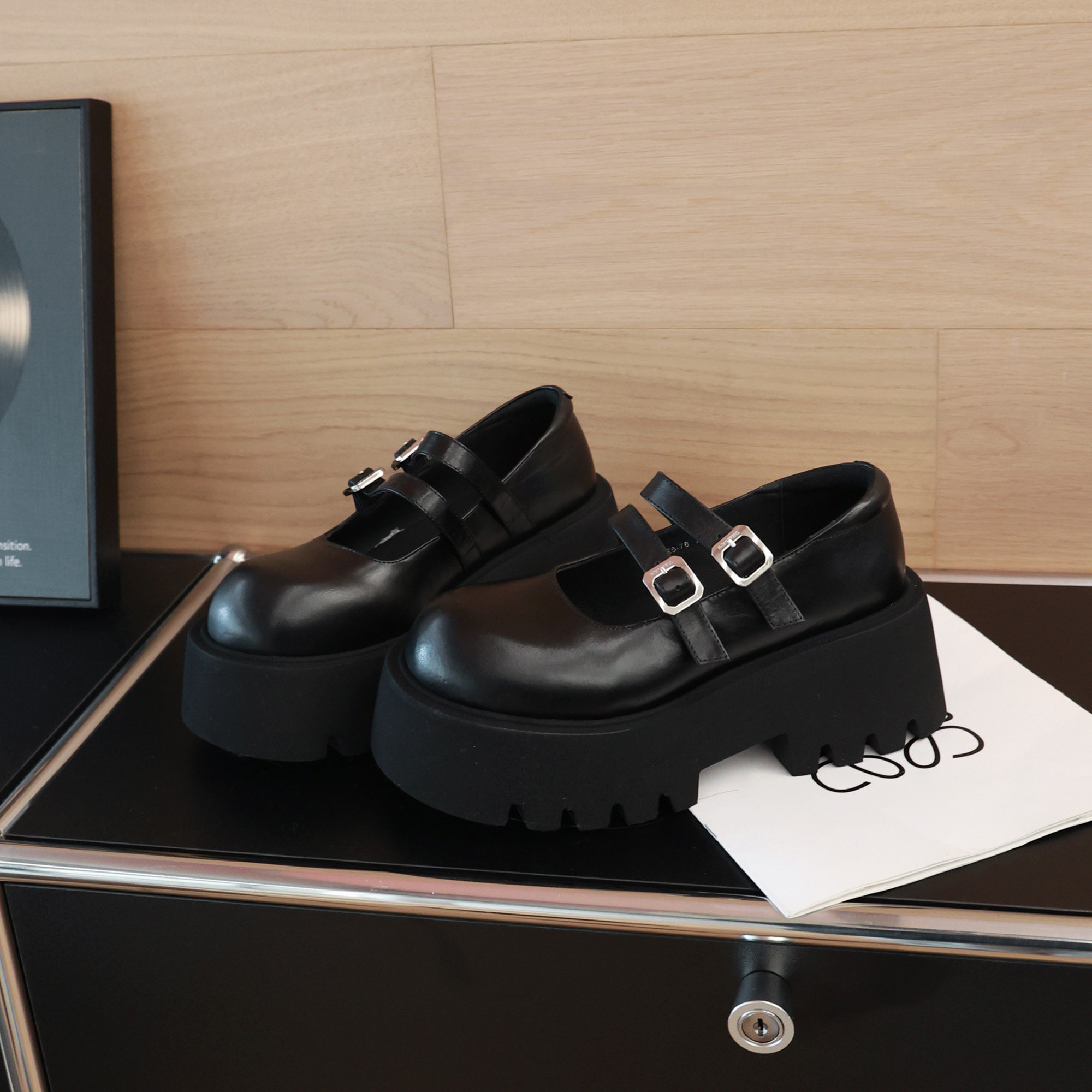 欧洲站2026春英伦风双排扣厚底乐福鞋女真皮松糕底增高百搭小皮鞋