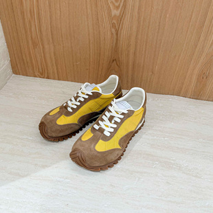 欧洲站女鞋2026春复古拼色德训鞋女真皮牛反绒百搭休闲平底运动鞋